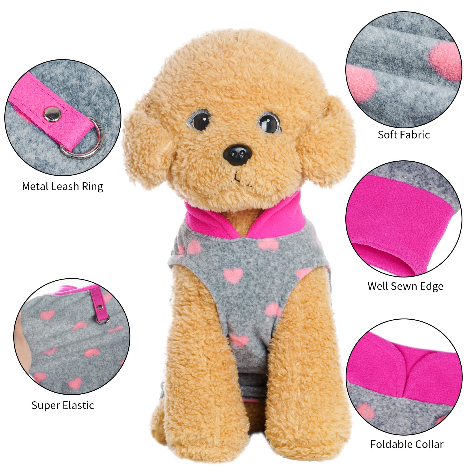 Gilet doux et polaire, adapté aux petits chiens pour l'hiver