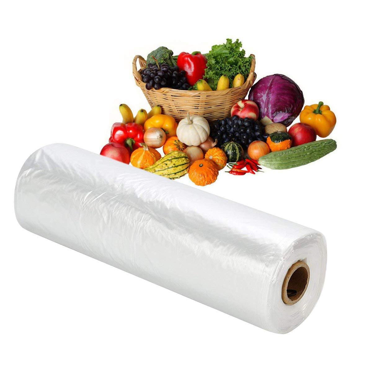 RBHK sacs plastiques 12x16 sur rouleau, transparents et résistants pour le stockage alimentaire.