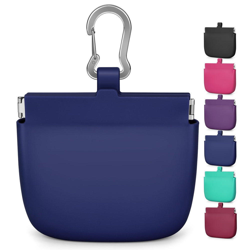 RBibei sac friandises en silicone à une main bleu, pratique lors des promenades.