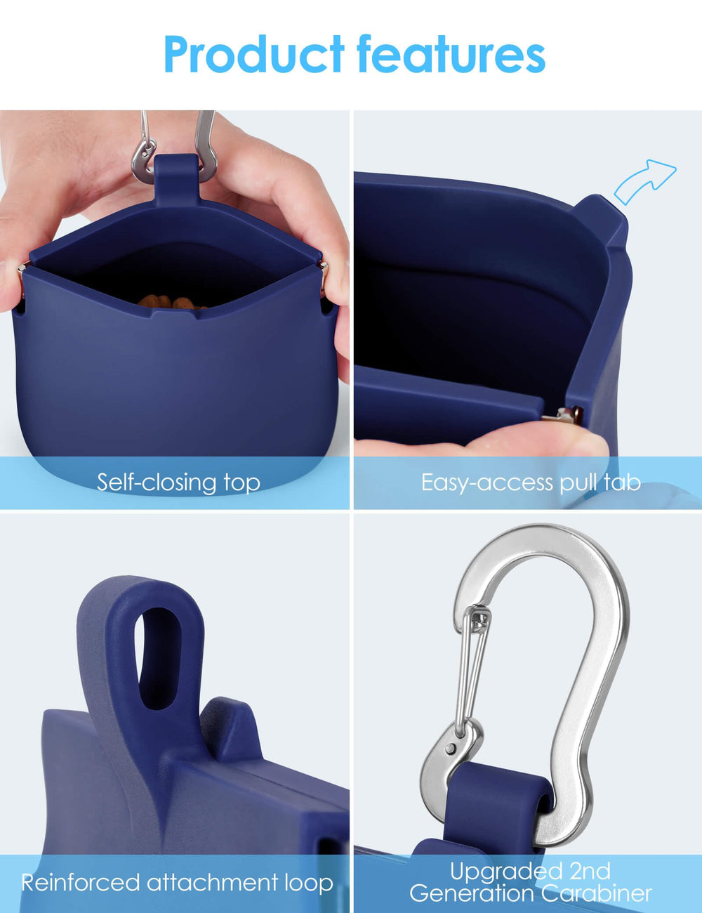 RBibei silicone durable et nettoyage facile bleu, utilisé au quotidien.