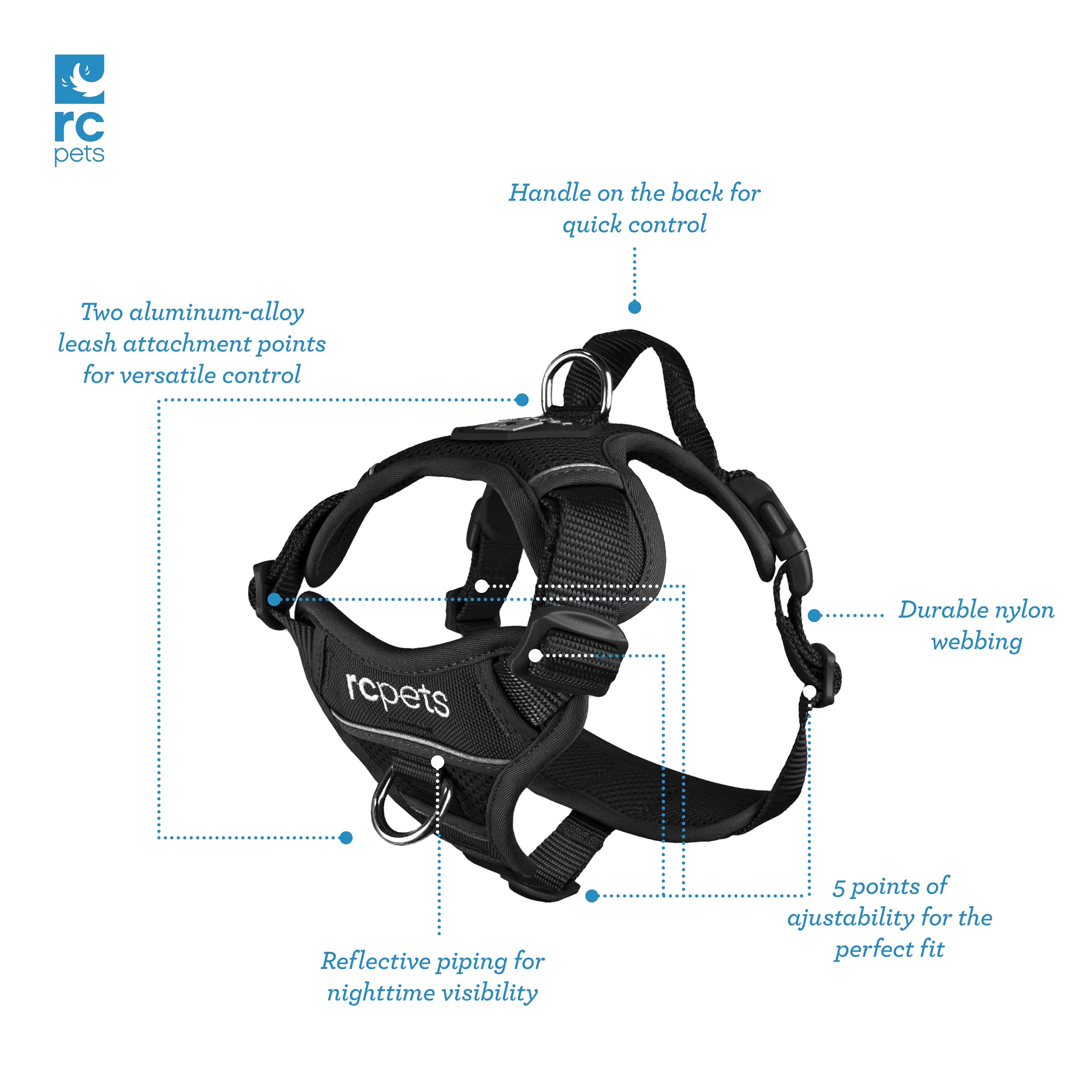 Détail noir du Momentum RC Pets montrant la conception robuste et légère.