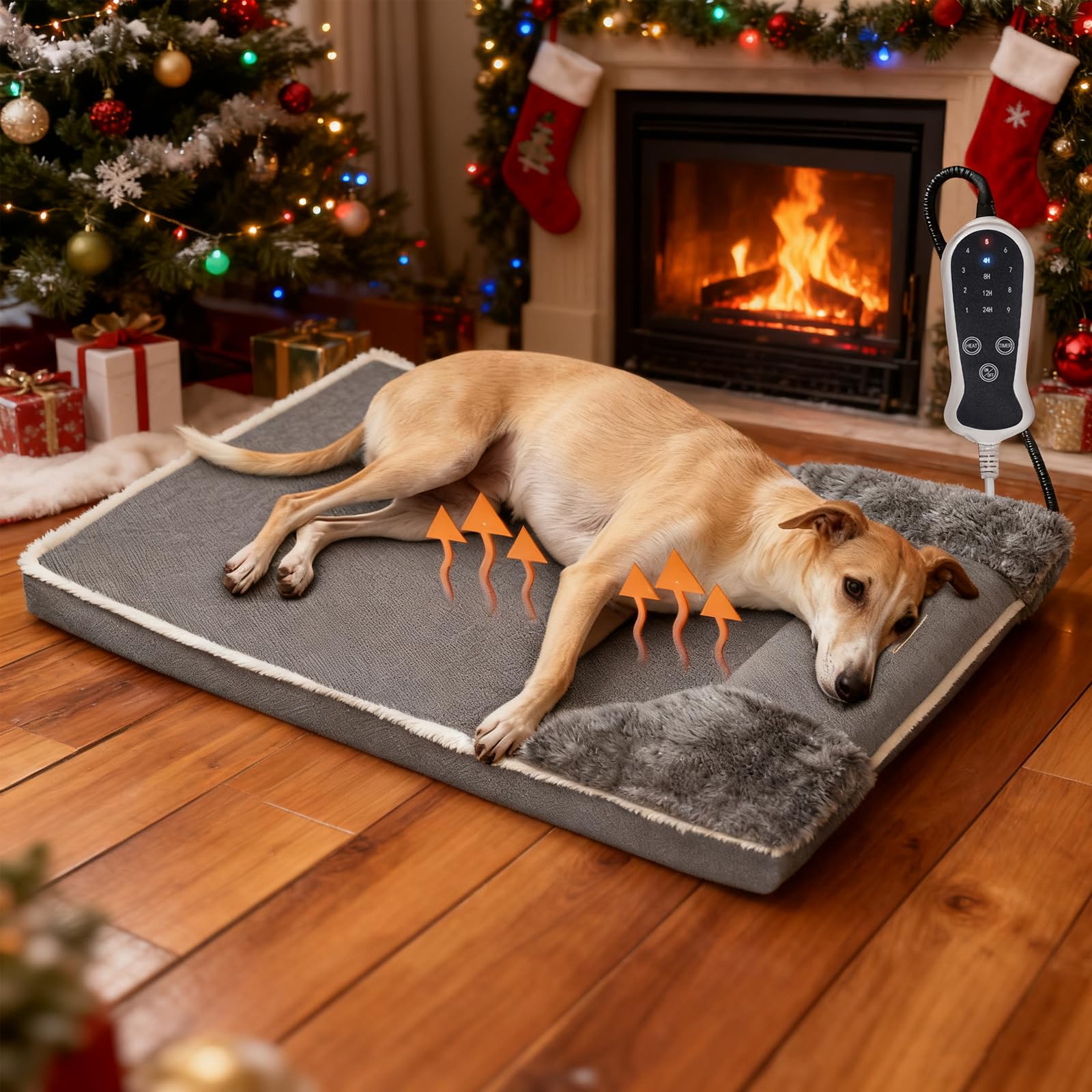 Lit chauffant RC SLL pour grand chien, surface 40x27 et chaleur ajustable
