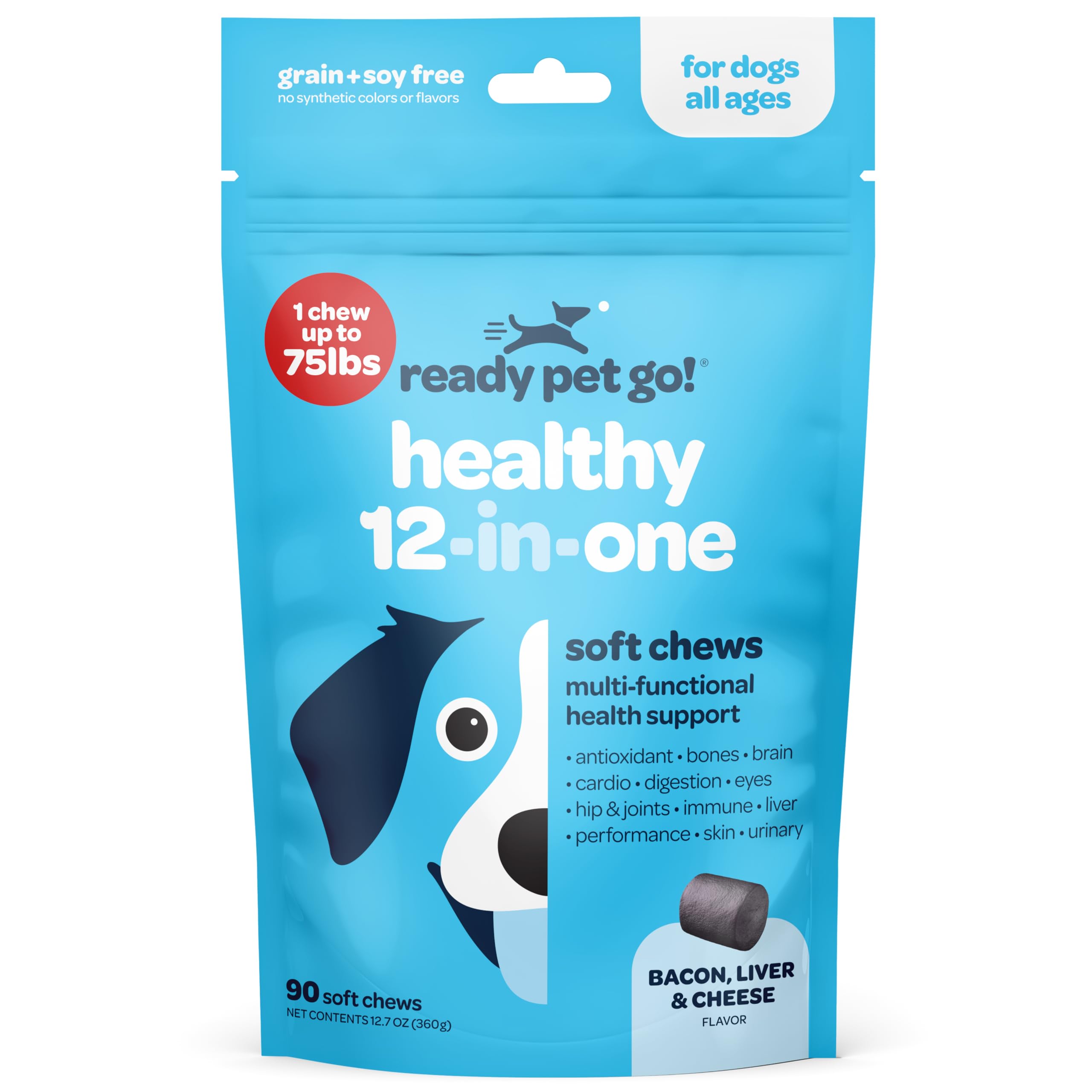 Ready Pet Go emballage 90 comprimés, routine quotidienne pratique.