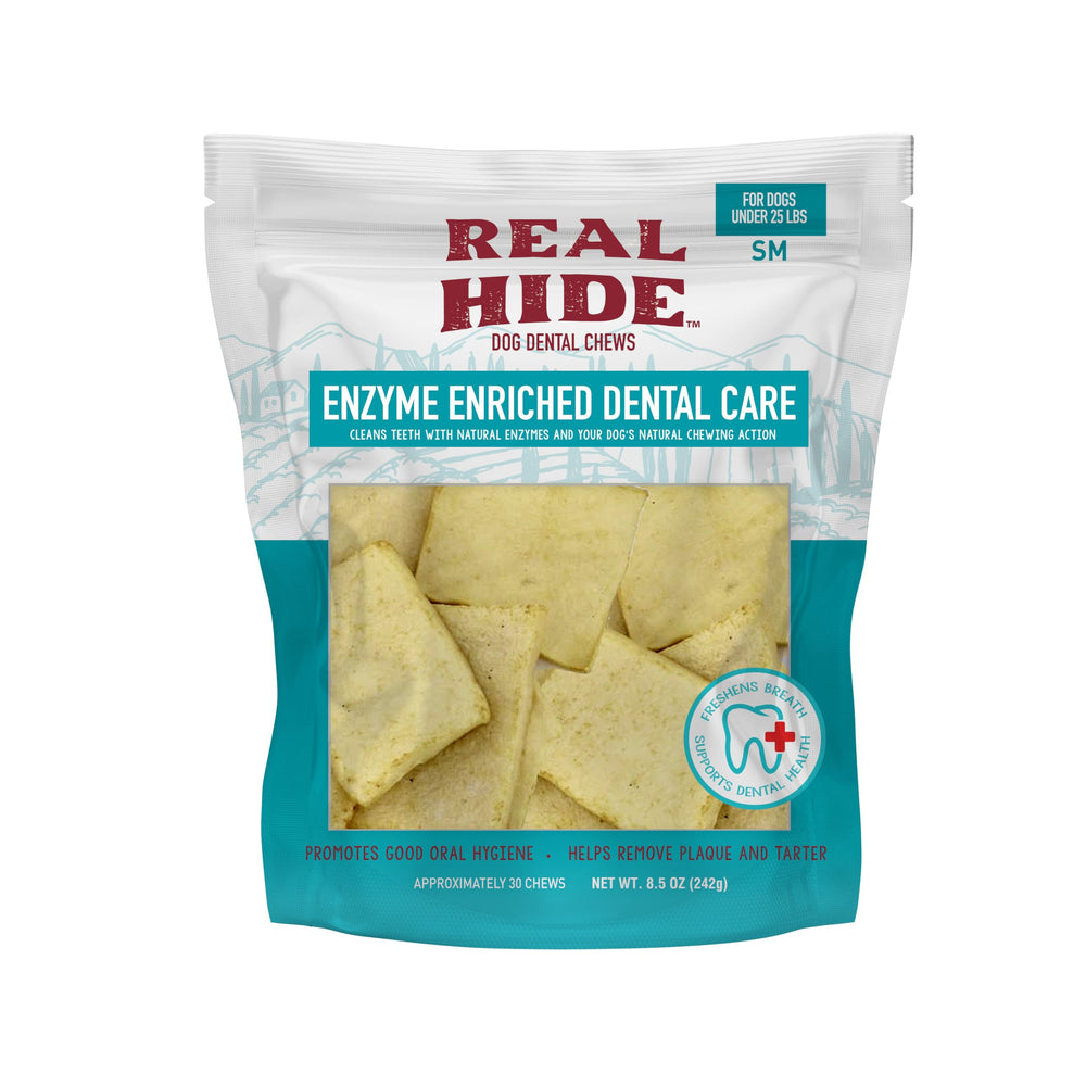 Real Hide Chews emballage visible pour intégrer facilement votre routine dentaire