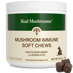 Real Mushrooms Immunité pour animaux: friandises faciles à doser en boîte de 60.