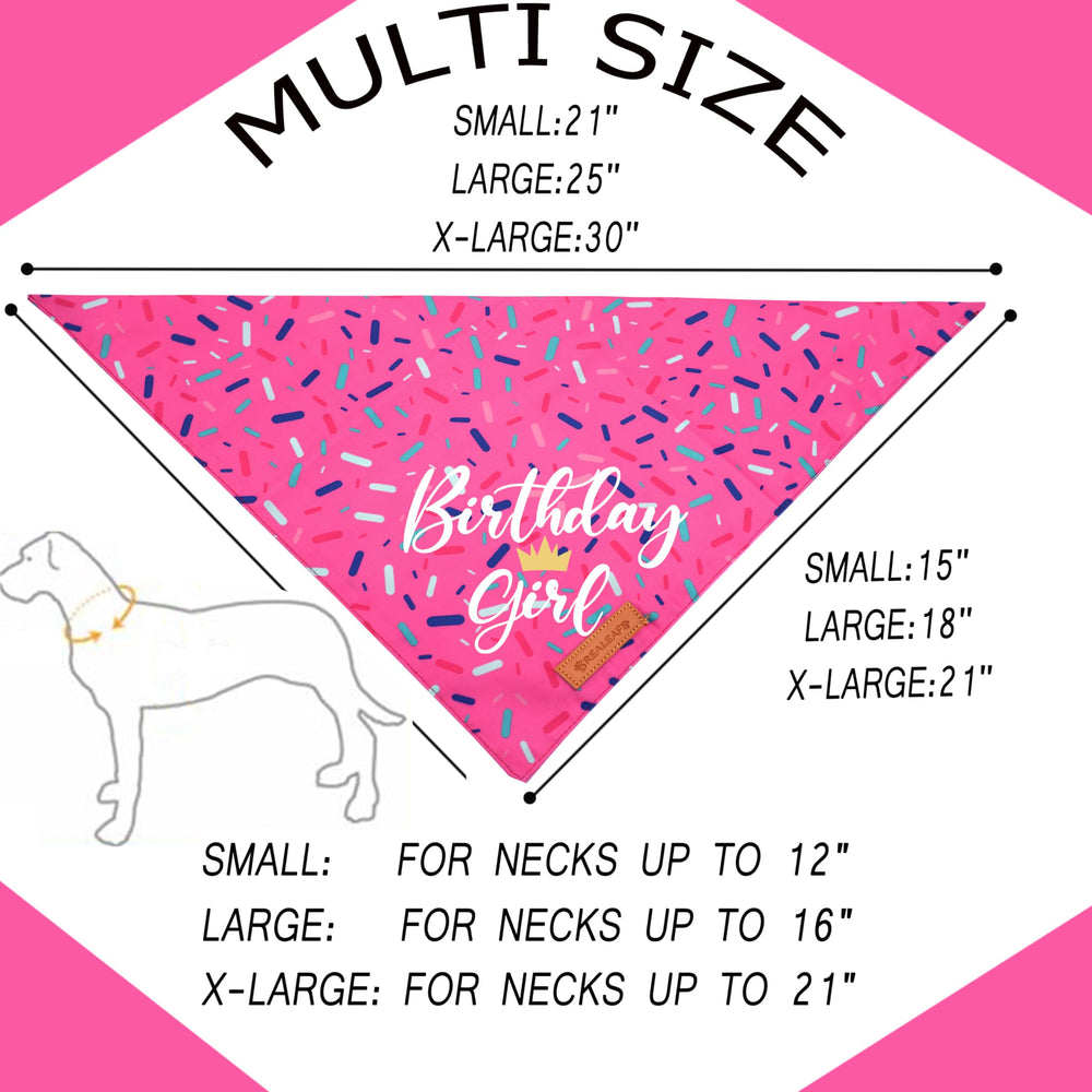 Design anniversaire Realeaf bandana chien rose, style festif pour photo souvenir.
