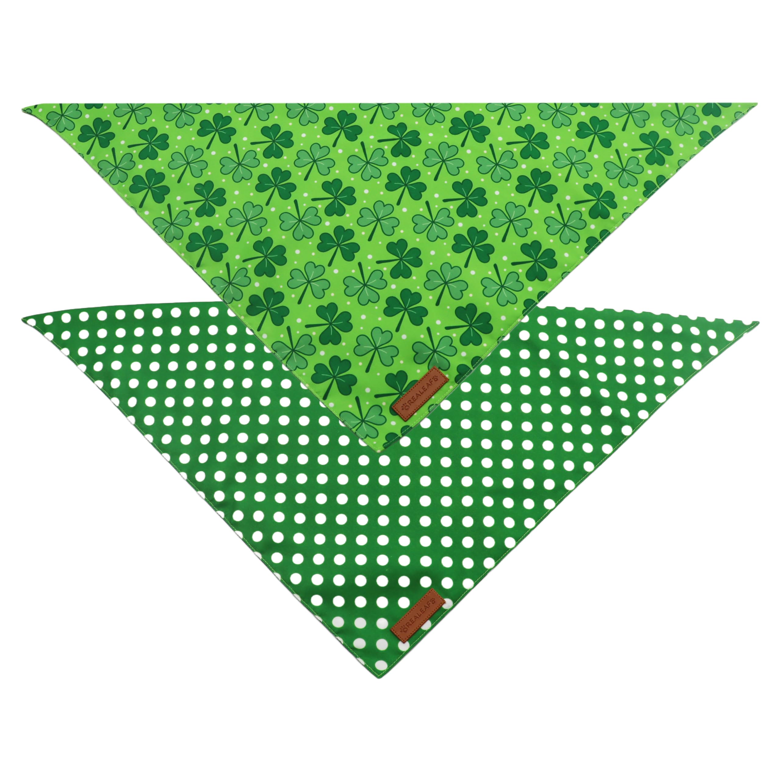 Bandana Realeaf Saint-Patrick trefle vert, style tendance pour chiens.