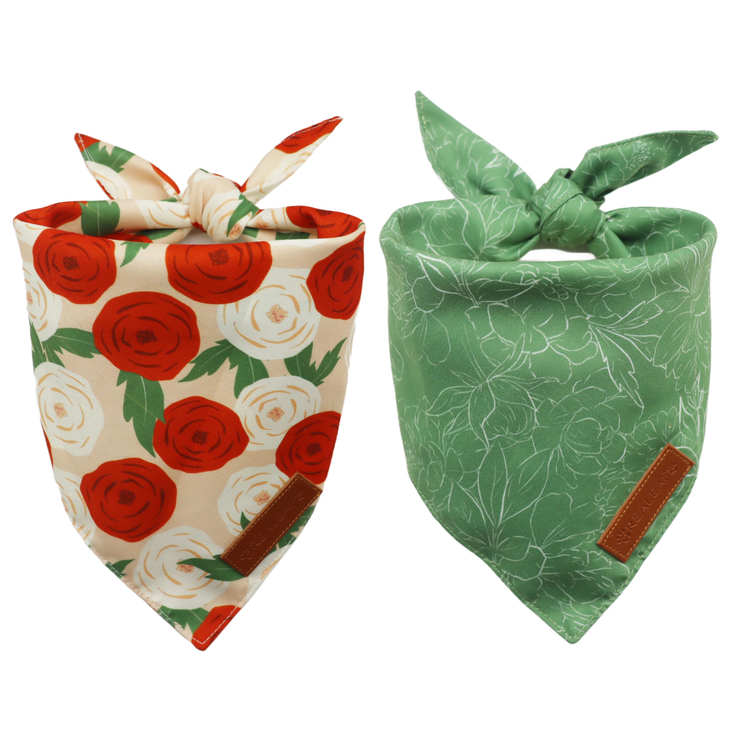 Bandanas Realeaf imprimé fleuri, duo pack pour chien, idéal pour le printemps.