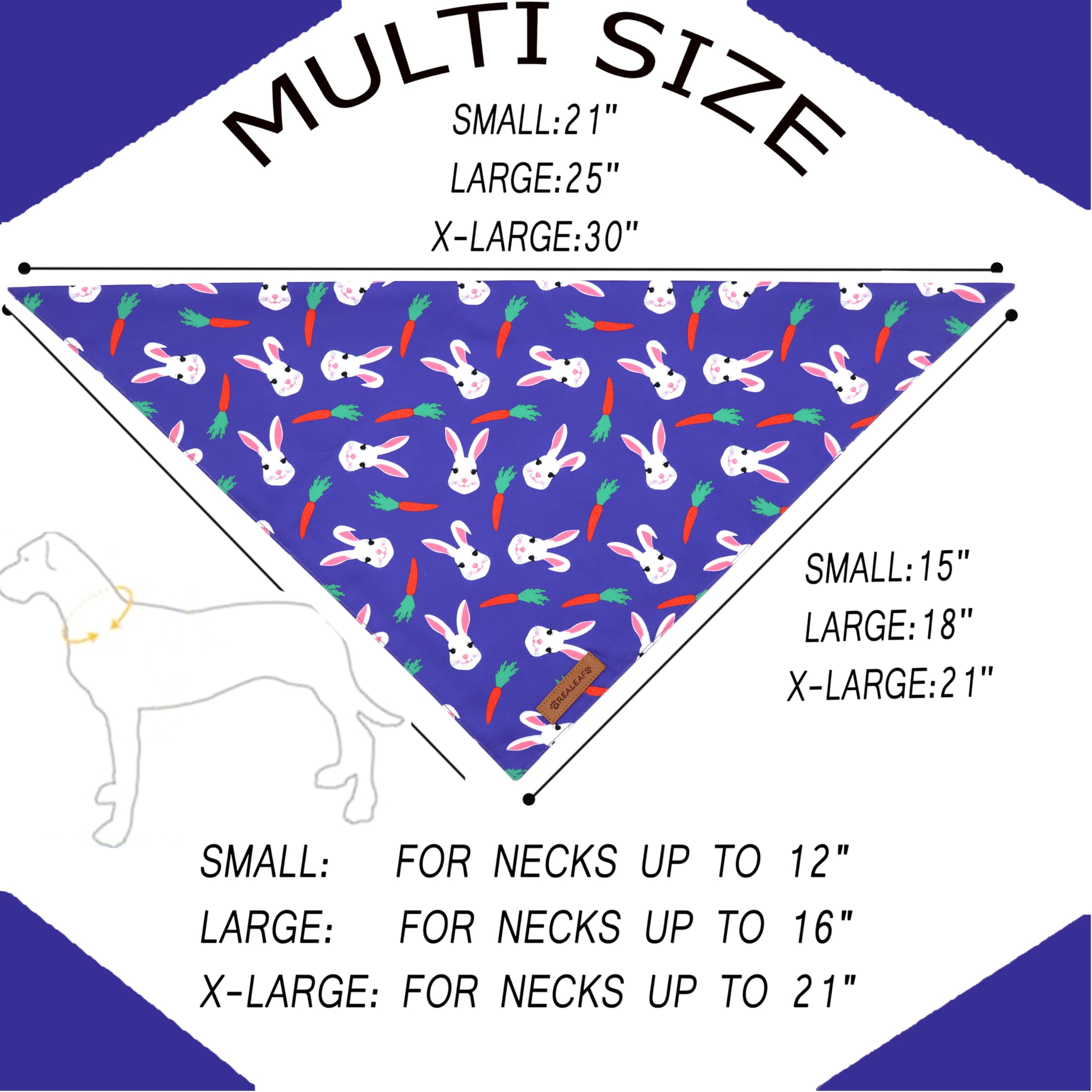 RealLeaf bandana chien paques triangle réversible petit et moyen pour un port confortable.