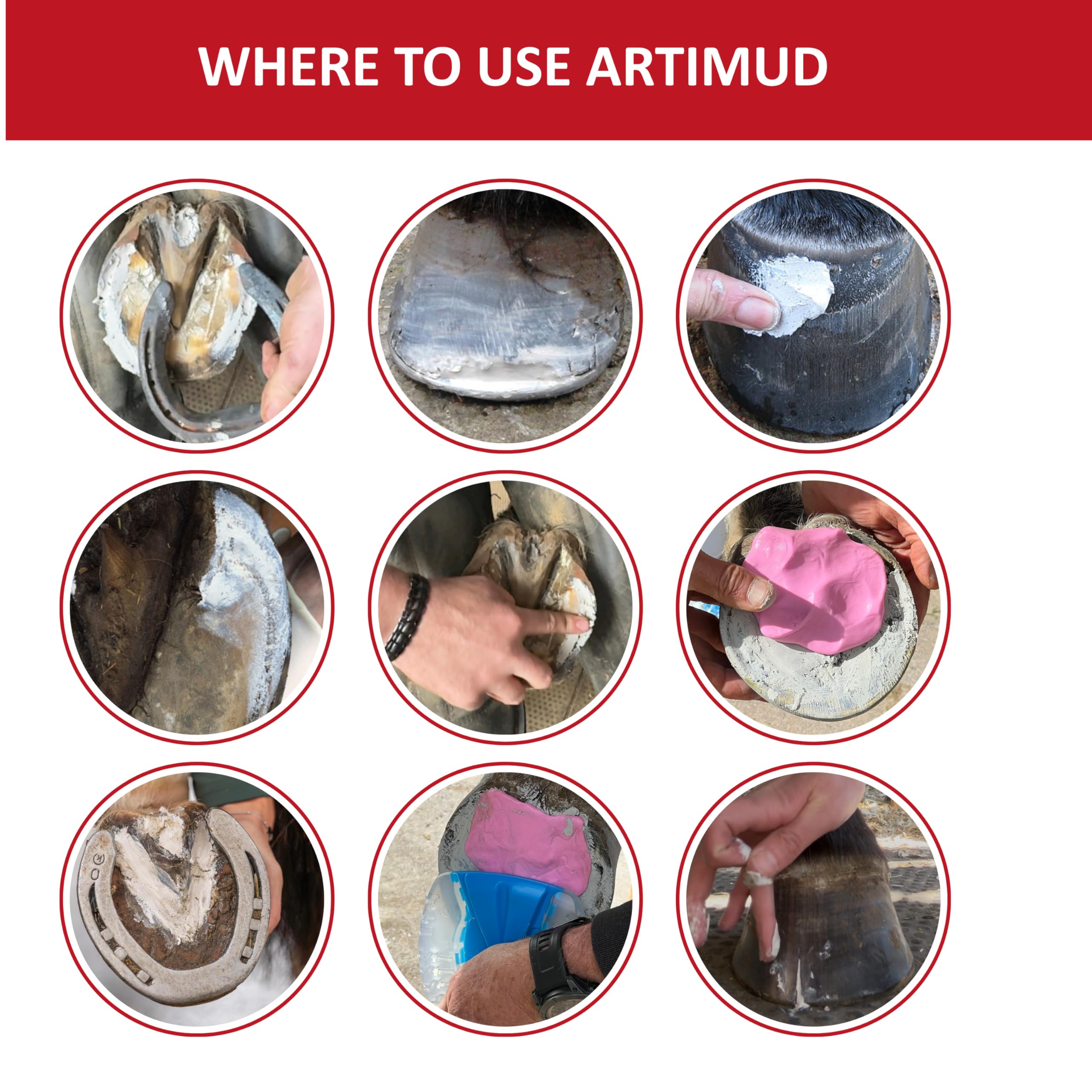 Texture pâte dense Artimud adhérant bien au sabot pour une barrière durable