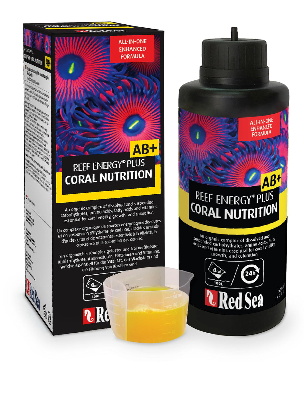 Red Sea Reef Energy Plus 250 ml pour nourrir les coraux Soft, LPS et SPS.
