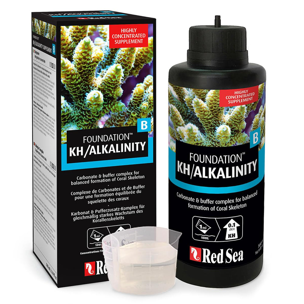 Red Sea Reef Foundation B – bouteille-dose pour dosage précis de l’alcalinité dans le bac.