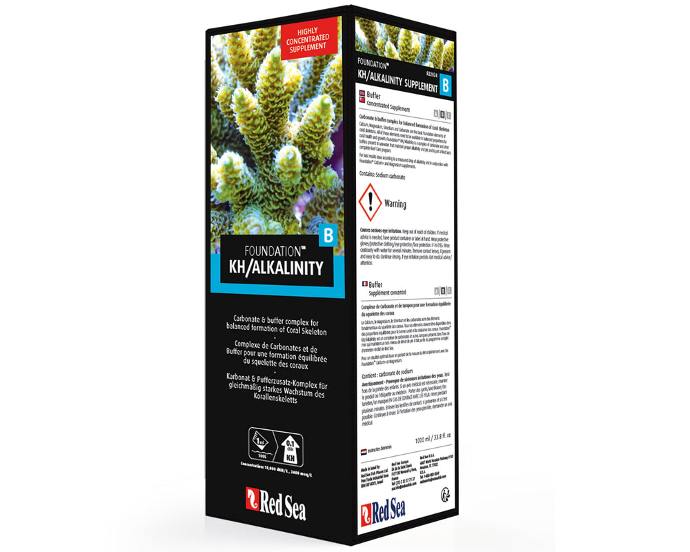 Dose directe Red Sea Reef Foundation B Alkalin, sans mélange nécessaire.