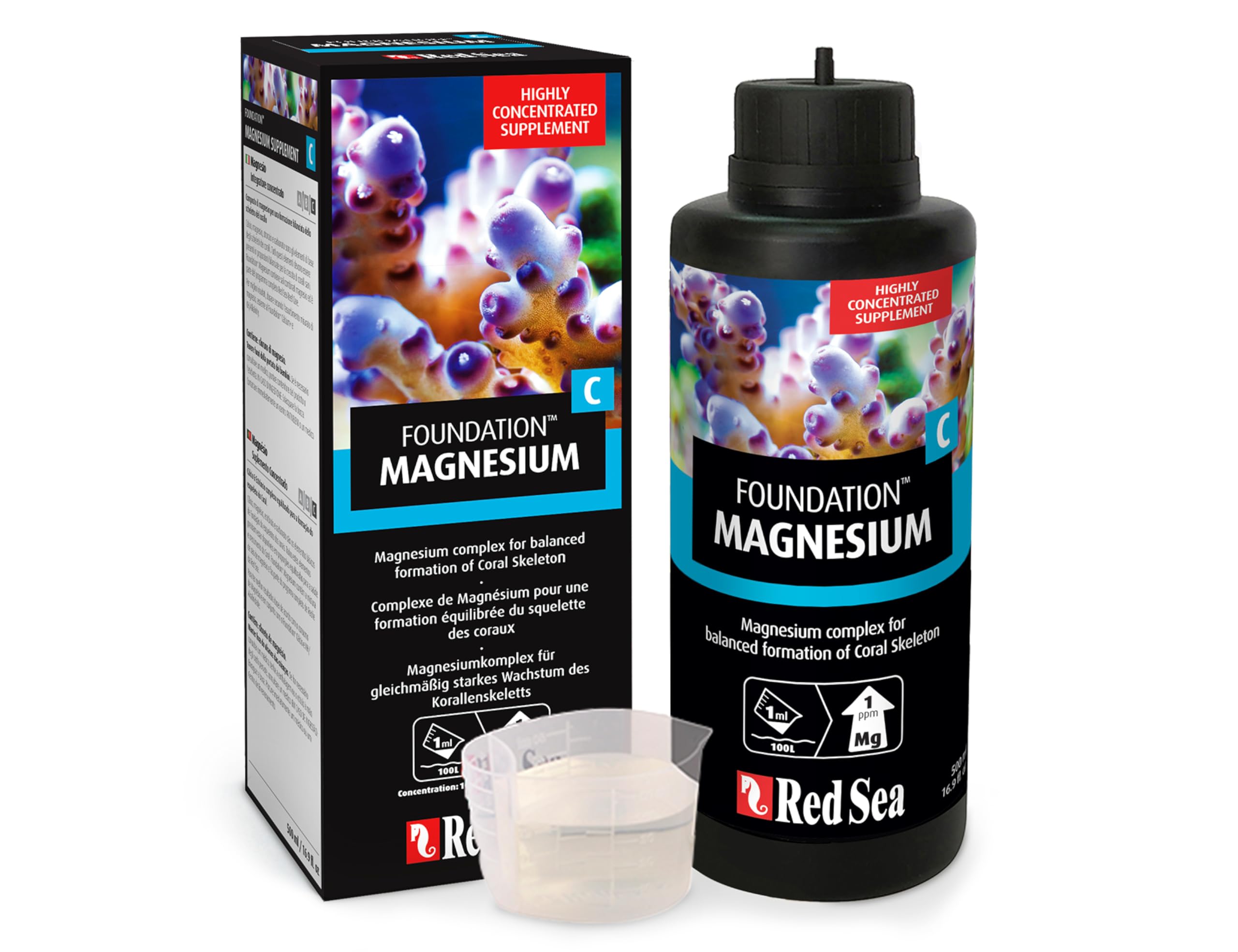 Red Sea Reef Foundation C – flacon 1000 ml pour l'équilibre du magnésium en bac récifal.