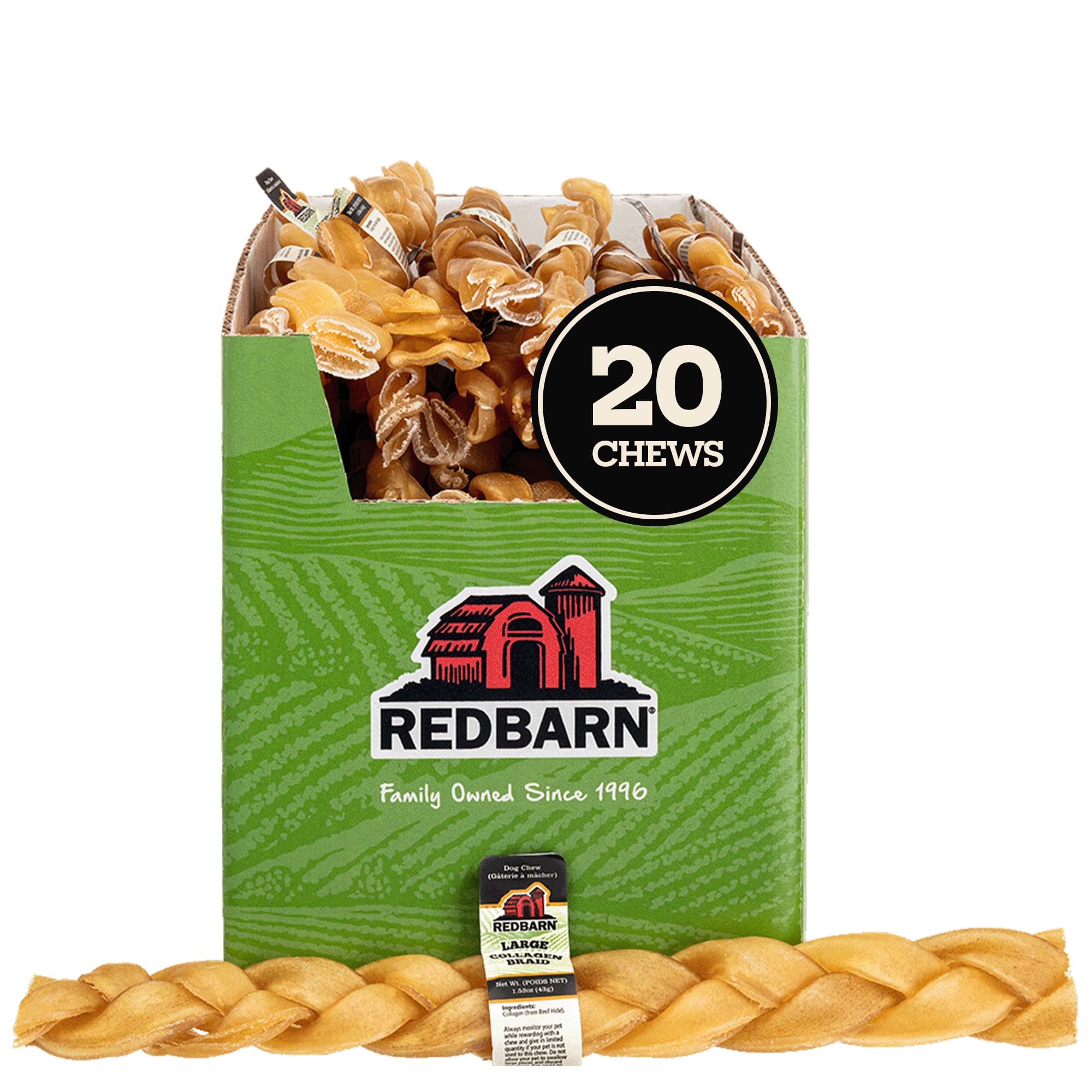 Bandes de collagène Redbarn boeuf 12 po, longue durée pour chiens moyens et grands.