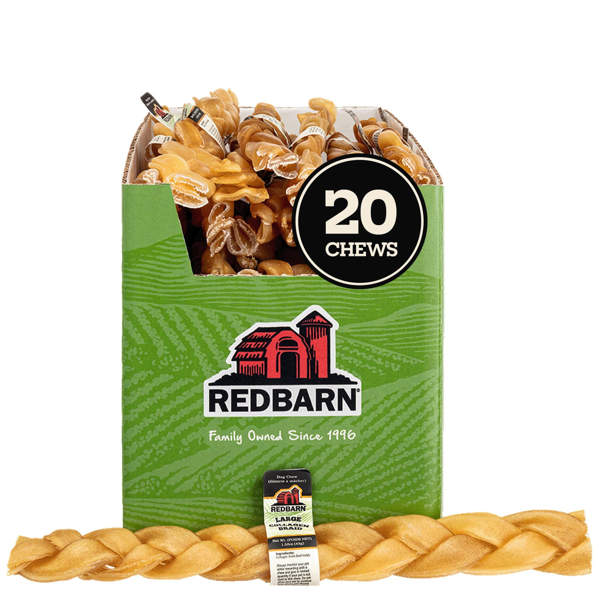 Bandes de collagène Redbarn boeuf 12 po, longue durée pour chiens moyens et grands.