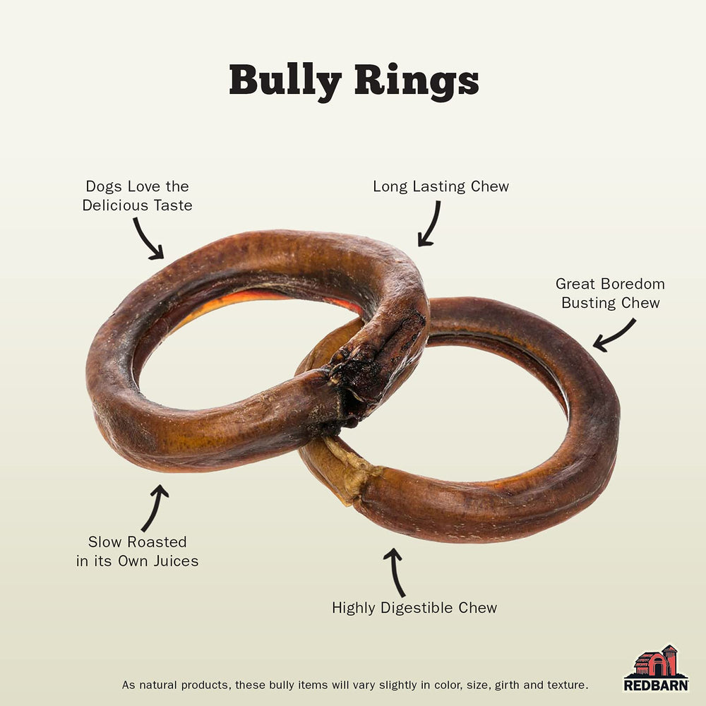 Redbarn Bully Rings – texture longue durée soutenant gencives et dents lors de la mastication.