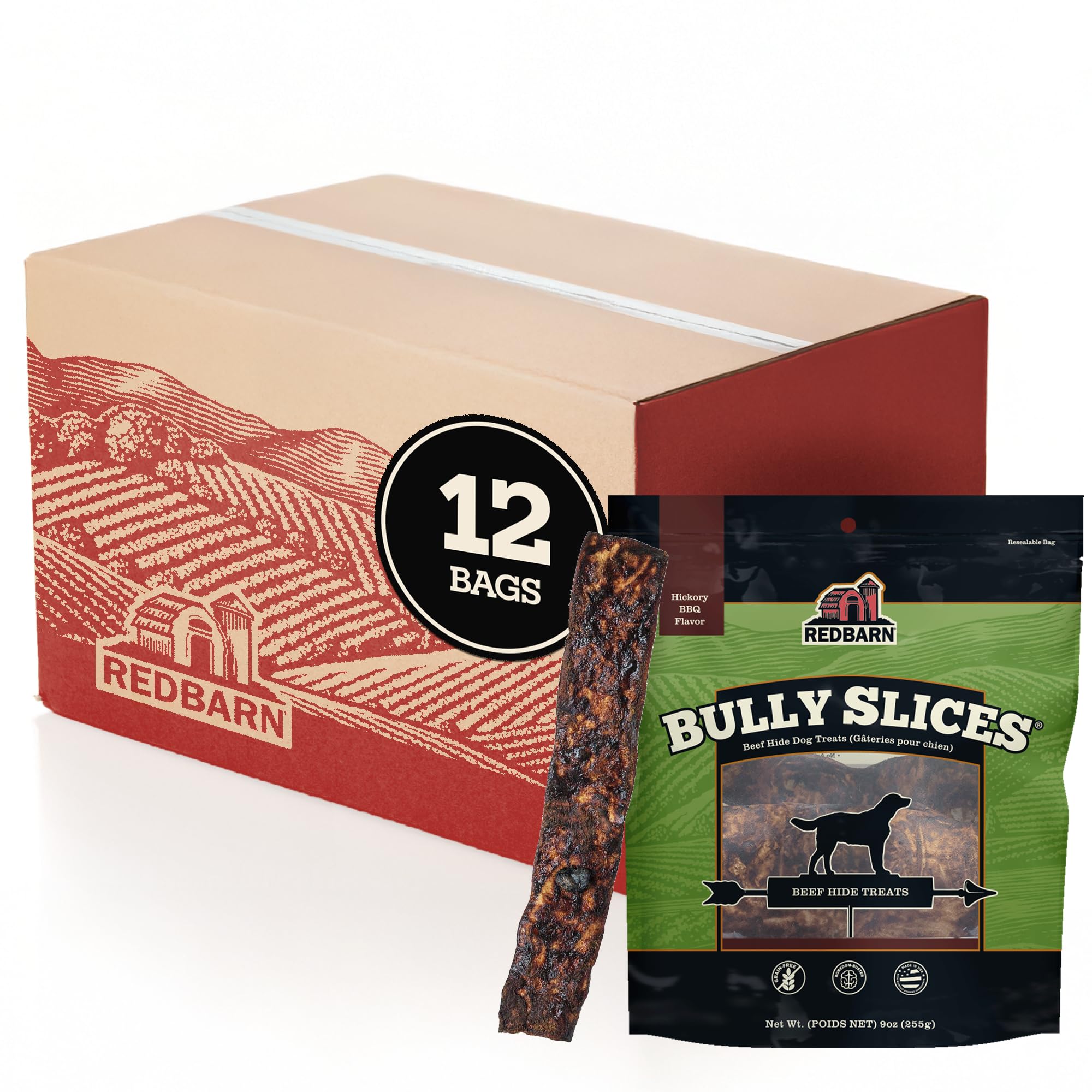 Redbarn Bully Slices Saveur Barbecue : glace appétissante pour friandise canine au goût barbecue