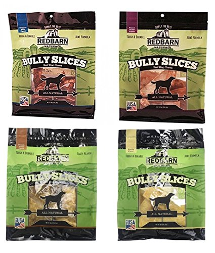 Redbarn Bully Slices peau de boeuf enrobée, friandise aromatique pour chiens.