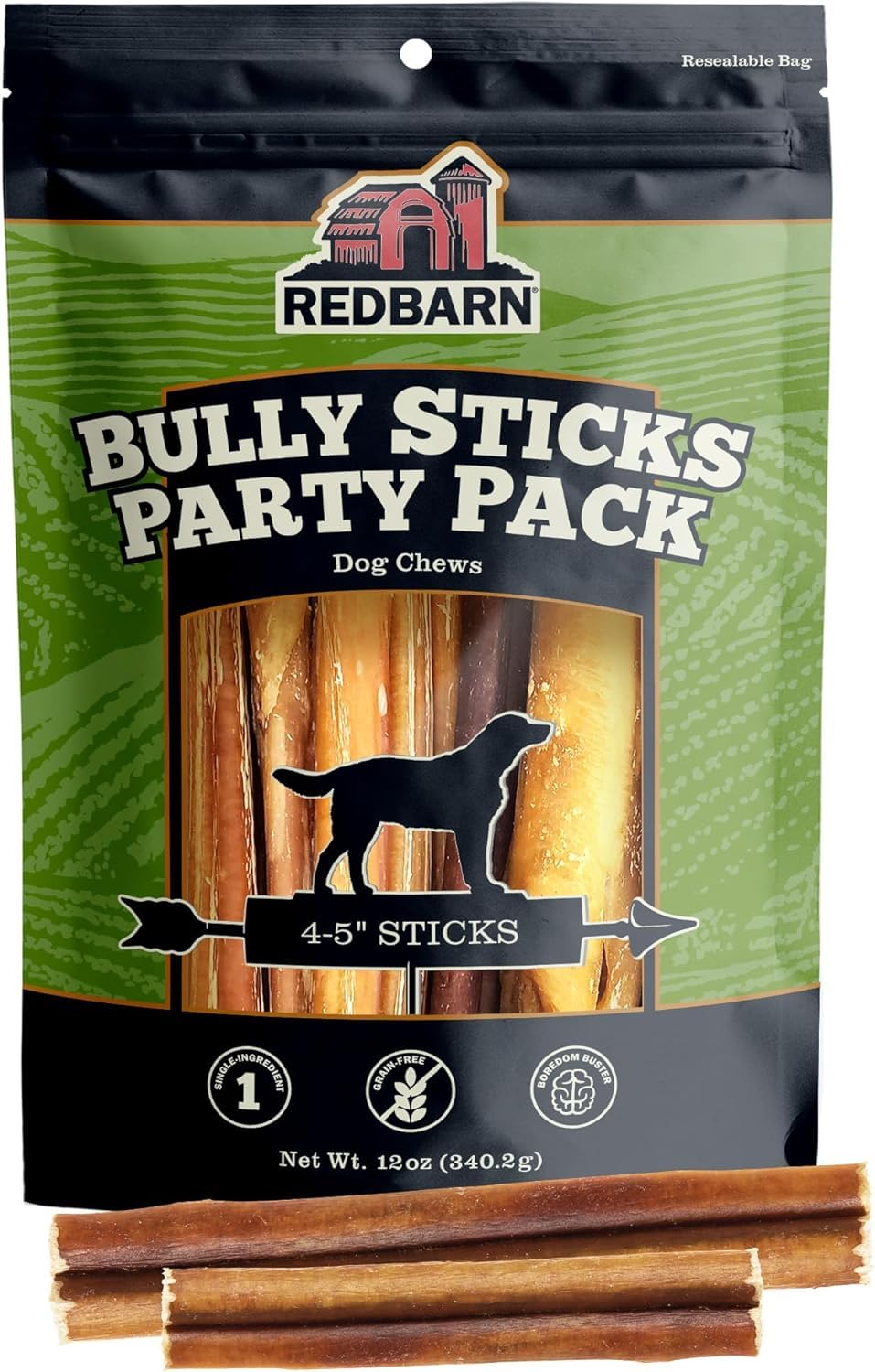 Redbarn Bully Sticks pour petits chiens, 4-5 pouces, mastication durable et naturelle.