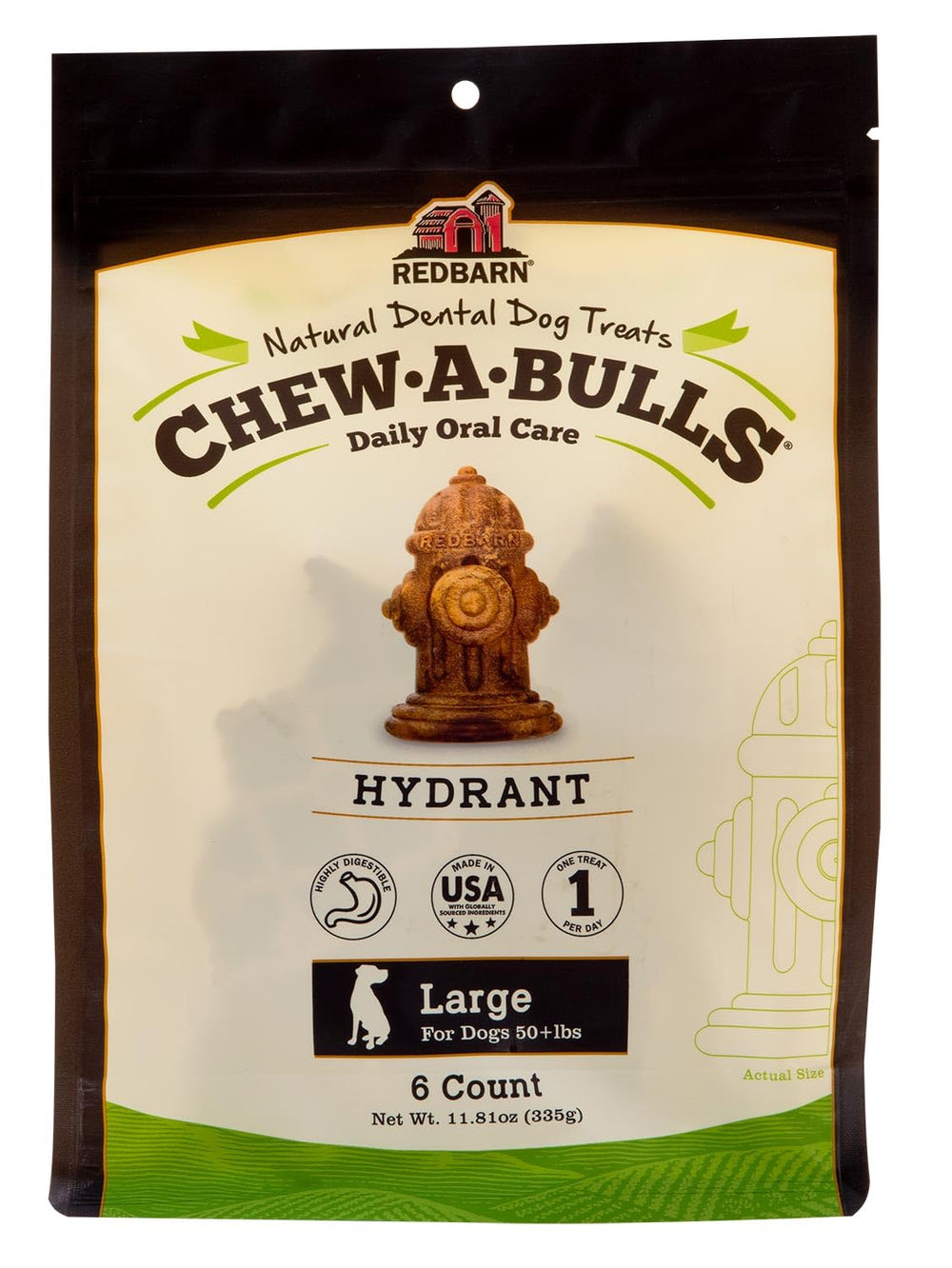 Redbarn Chew-A-Bulls en forme de crapaud, agréable et aide à l'hygiène dentaire quotidienne.