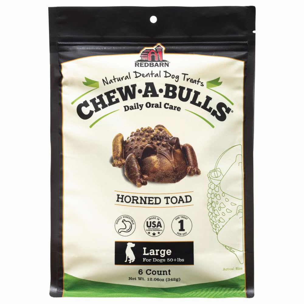 Friandise Redbarn Chew-A-Bulls en lot de six, parfaite pour le soin dentaire quotidien du chien.