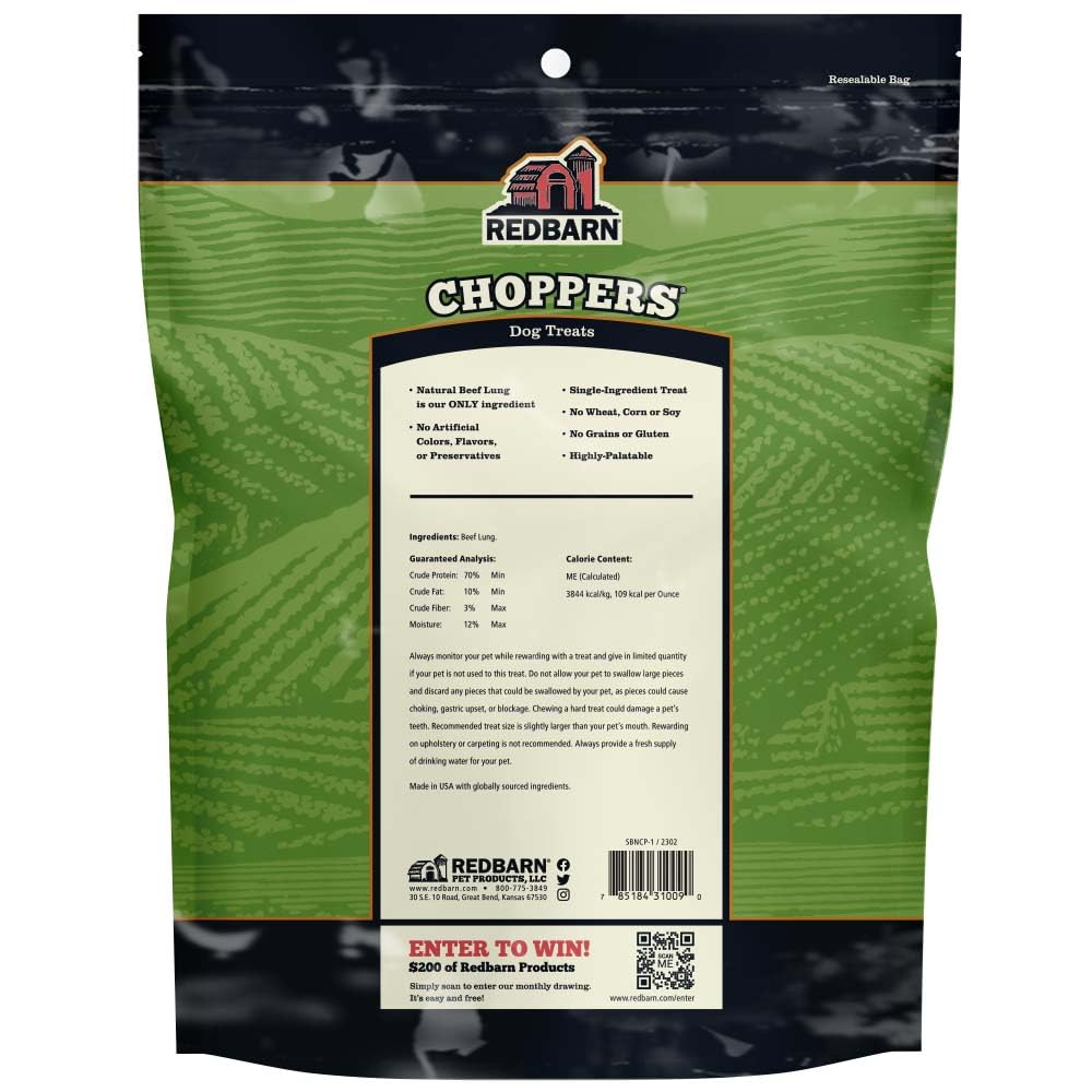 Redbarn Choppers emballage-recloseable: sachets refermables pour conserver la fraîcheur.