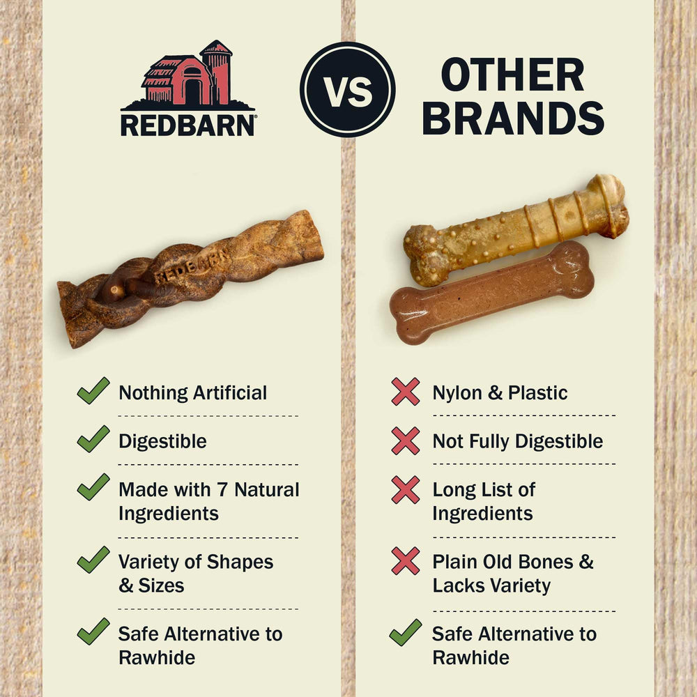 Redbarn Dur-A-Bulls tresse hickory gencives massées lors de la mastication.