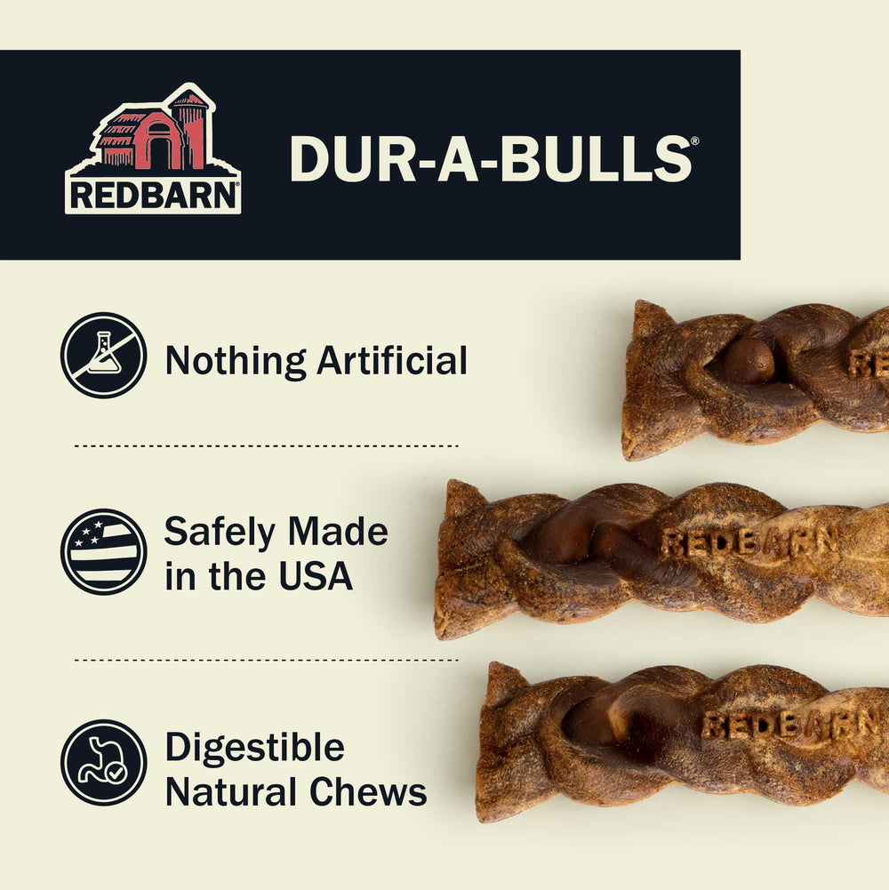 Redbarn Dur-A-Bulls tresse hickory gros, plaisir prolongé sans plastique.