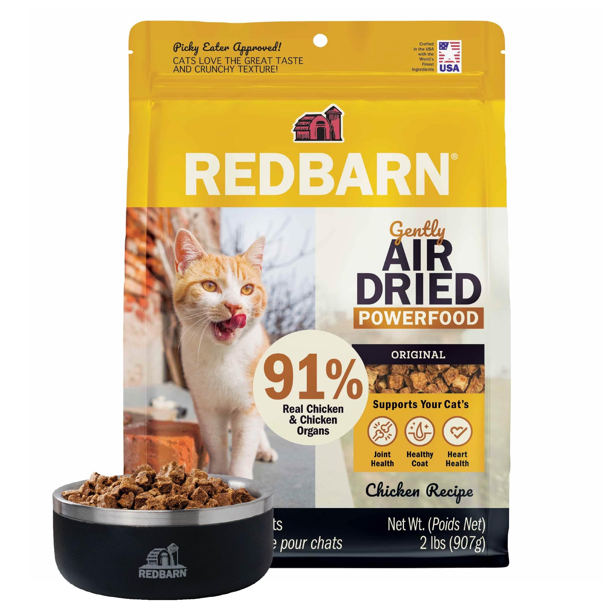 Redbarn Powerfood chat poulet réel, texture croquante appréciée