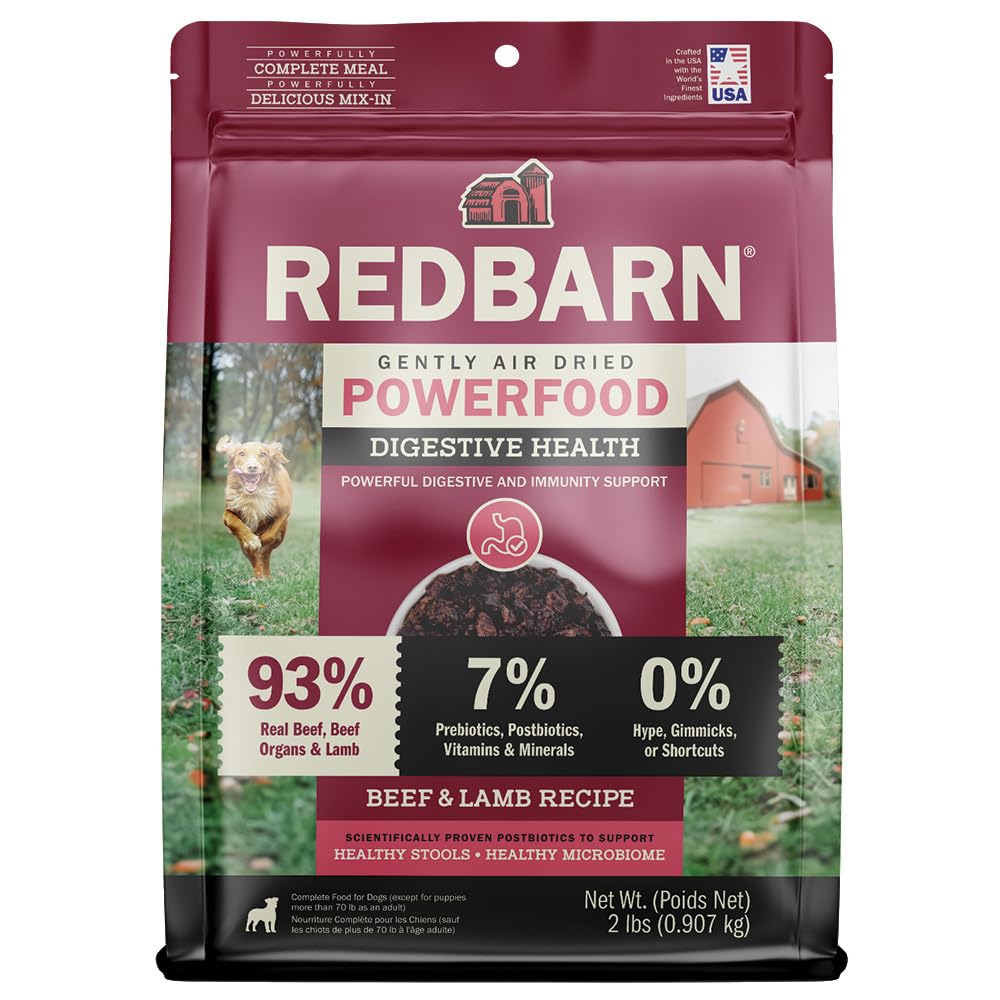 Redbarn Powerfood emballage-boeuf-agneau: pratique à ranger et apprécié par les chiens.