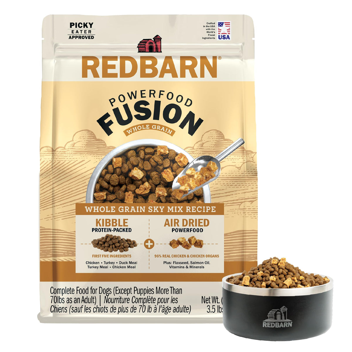 Redbarn Powerfood Fusion : bol de croquettes pour chien, énergie durable.