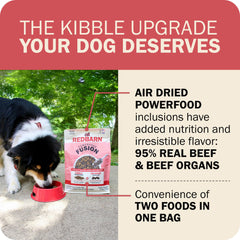 Redbarn Powerfood Fusion premières protéines animales visibles, nutrition équilibrée pour chien.