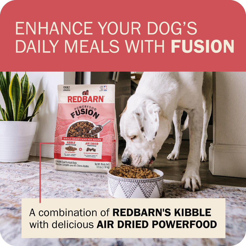 Redbarn Powerfood Fusion formule adaptée à tous les stades de vie, pratique et complète.