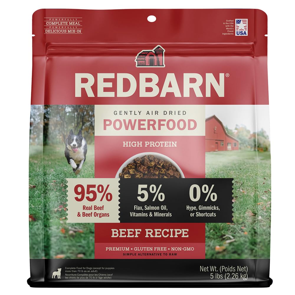Redbarn Powerfood séché à l'air, repas complet pour chien au bœuf et abats.