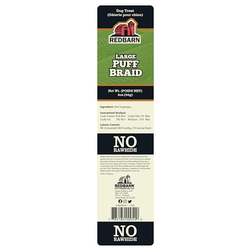 Redbarn Puff Braid, emballage du produit, prêt à offrir une alternative naturelle.