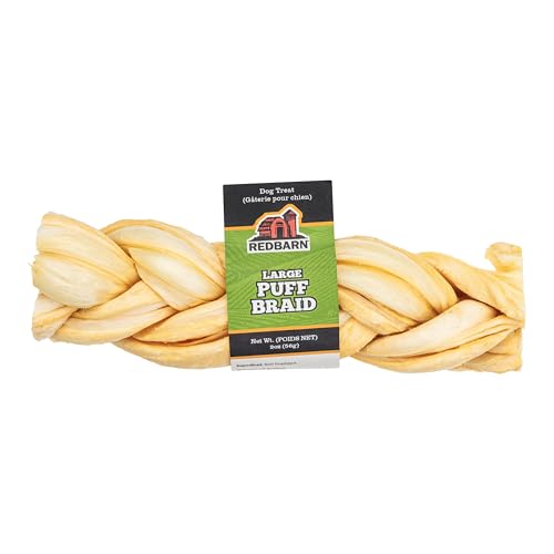 Redbarn Puff Braid, gros plan sur l’os de boeuf, friandise durable pour chien.