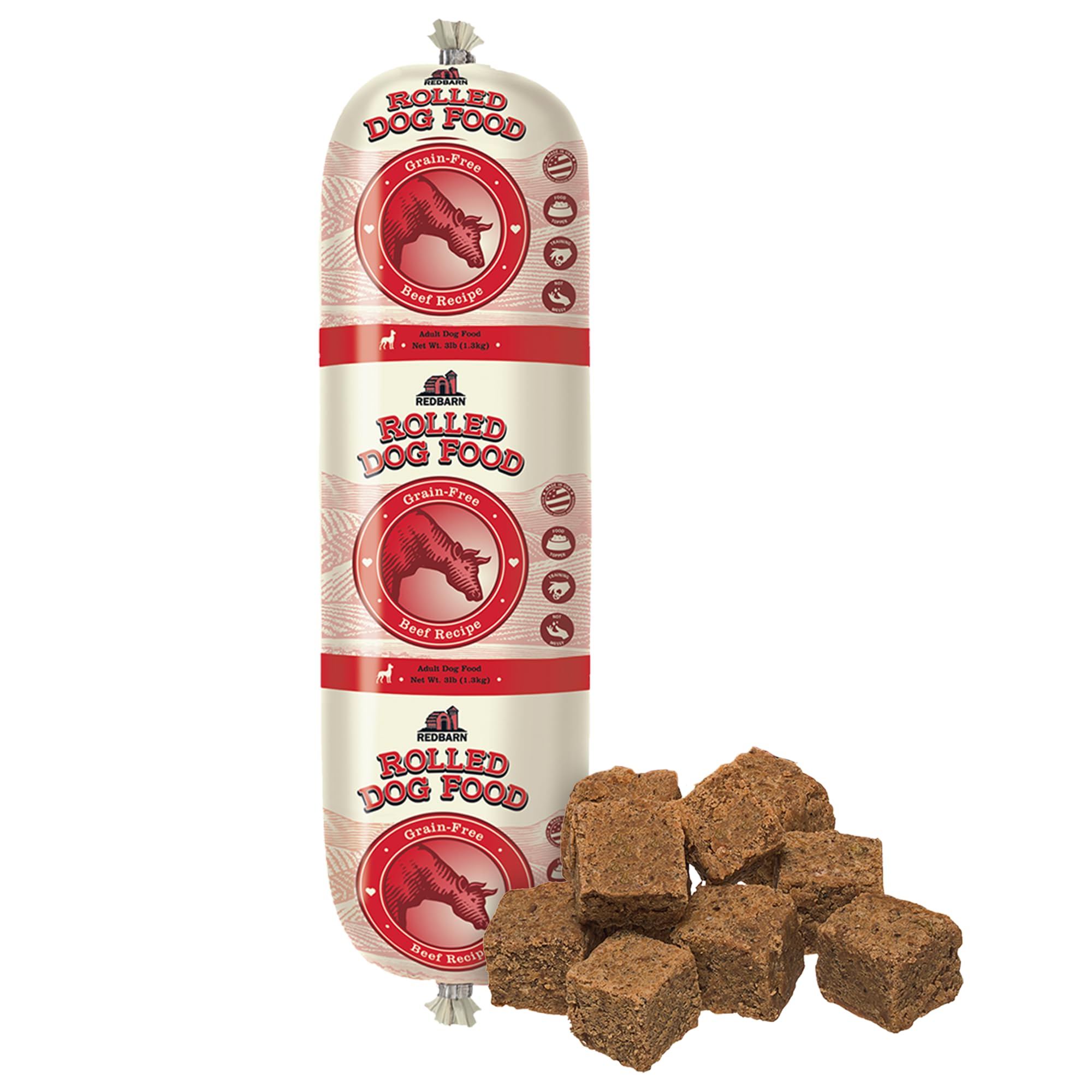 Rouleau Redbarn pour chien au boeuf sans grains, riche en protéines.