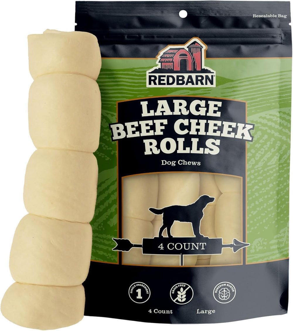 Rouleaux de joues de boeuf Redbarn non enrobes, friandise naturelle pour chien.