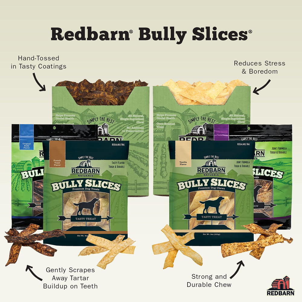 Redbarn Tranches Bully Original usage lors de la mastication pour distraire et occuper.