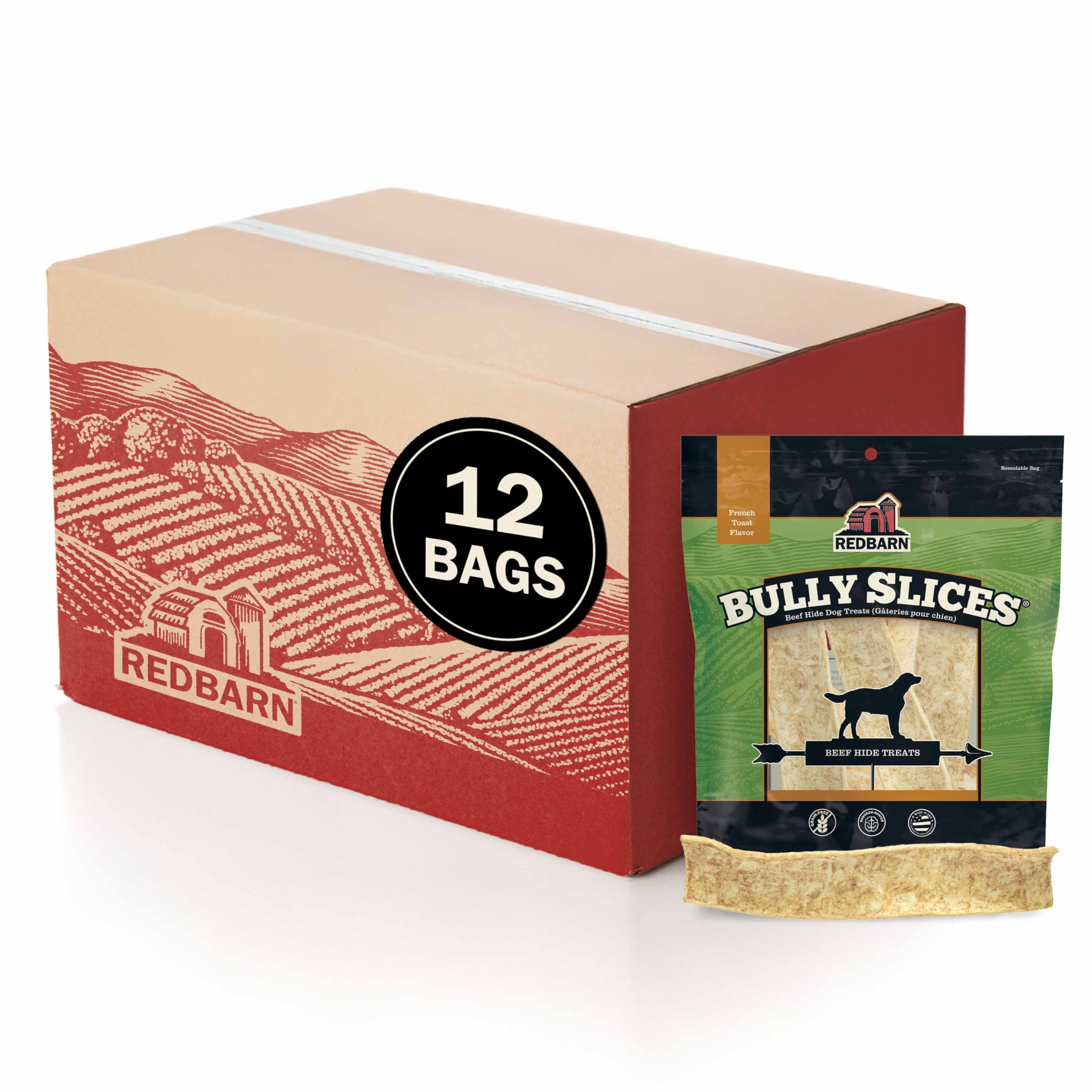 Redbarn Tranches Bully Toast Français – emballage pratique pour friandise naturelle destinée au chien.
