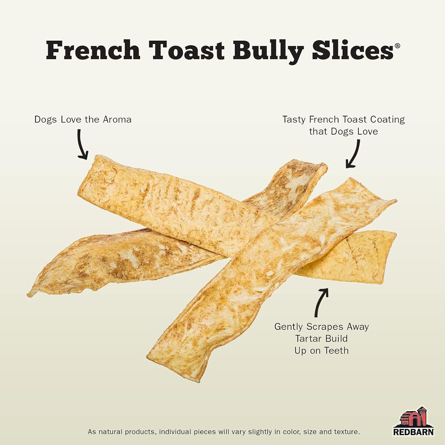 Redbarn Tranches Bully Toast Français – portion individuelle prête à être donnée au chien.