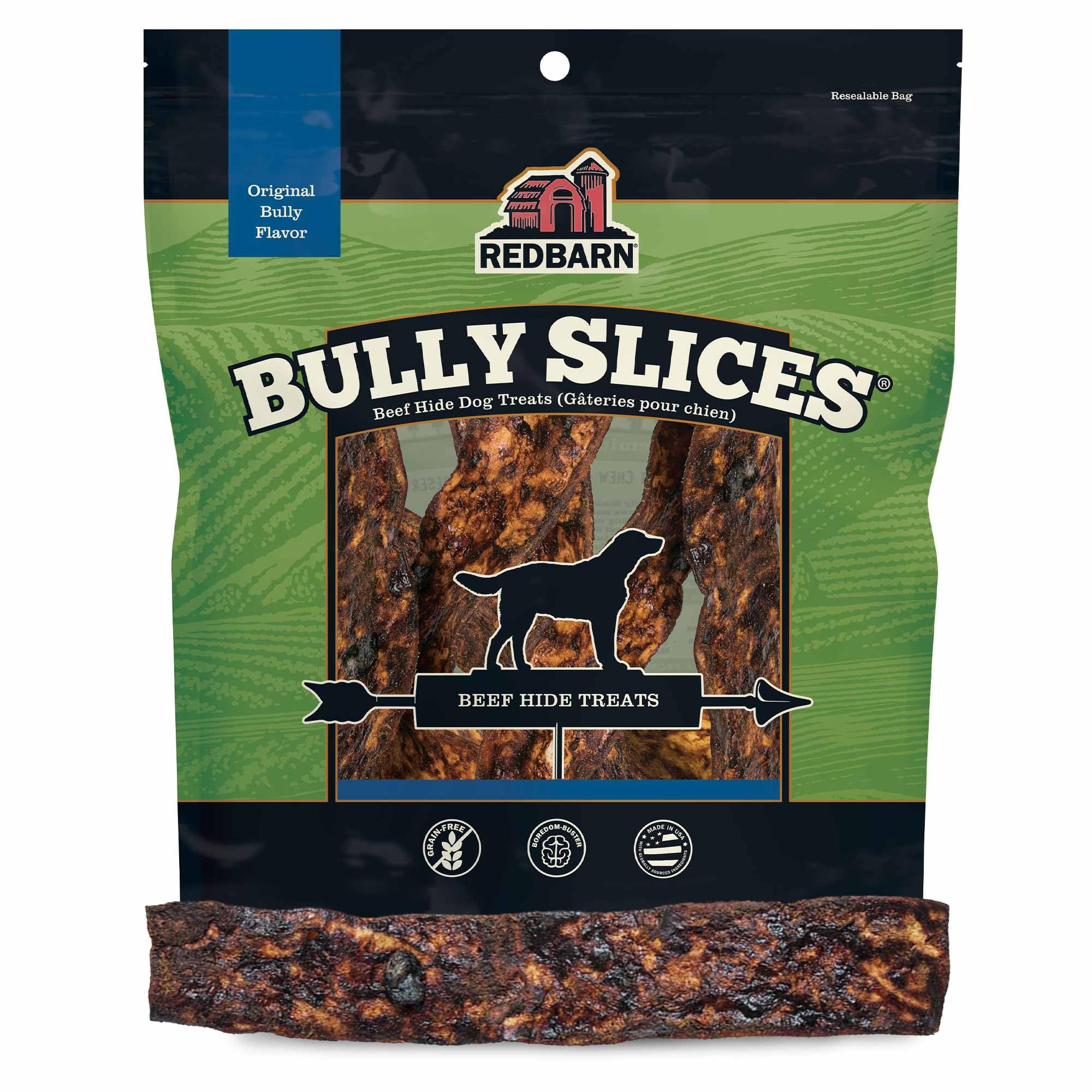 Tranches de peau de boeuf naturelles Redbarn, texture croquante idéale pour la mastication.