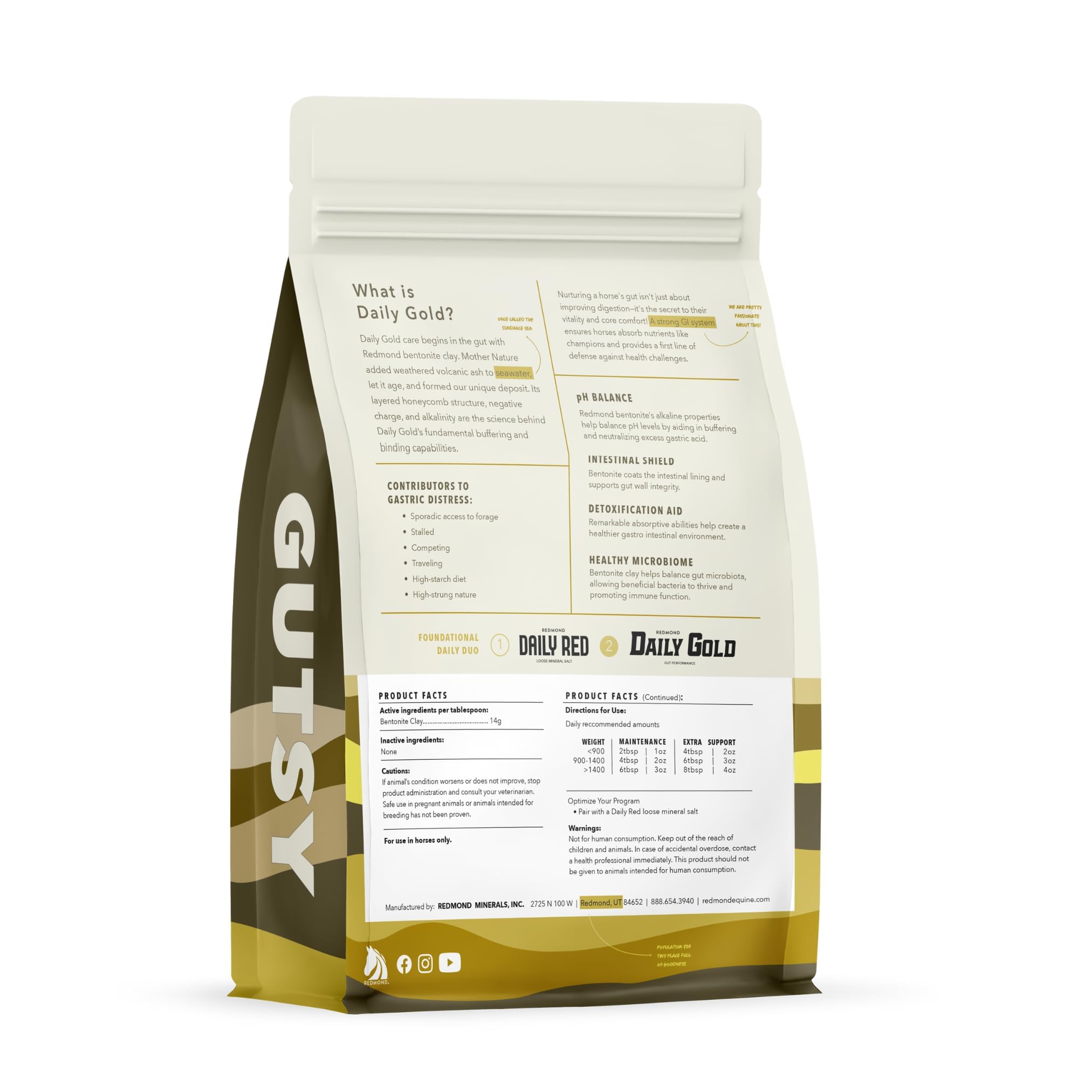Daily Gold poudre pour chevaux, équilibre digestif potentiel et confort.