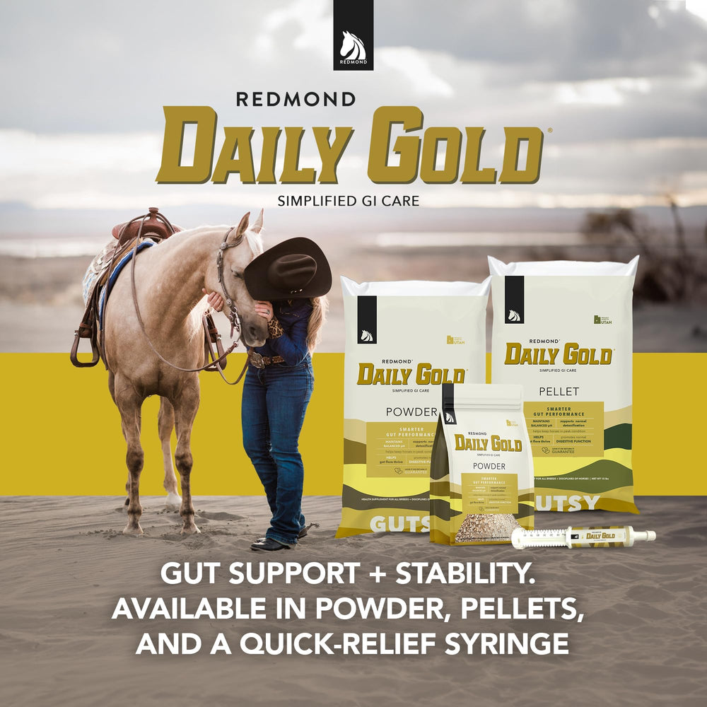 Daily Gold formulation naturelle, pour chevaux et routine alimentaire facile.
