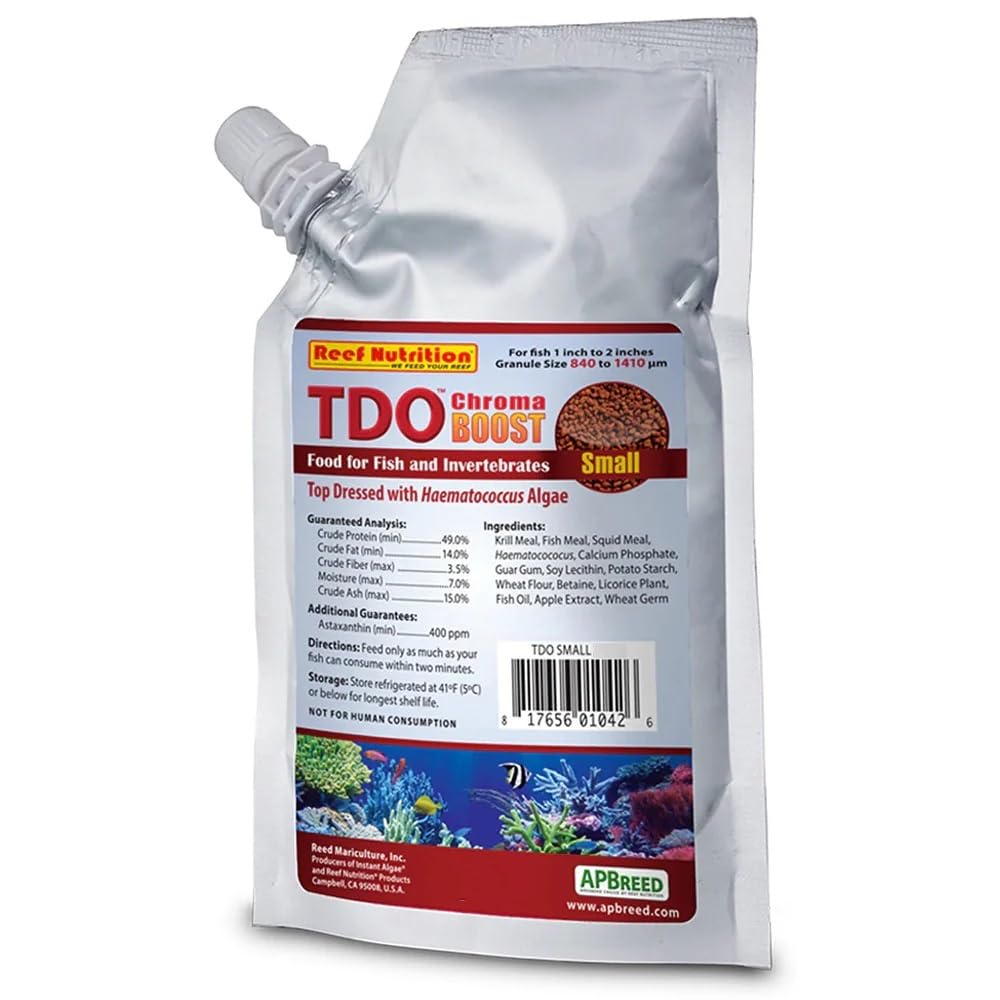 TDO Chroma Boost Reed Mariculture: granulés pour poissons 1-2 pouces, couleur vive et nutrition pratique.