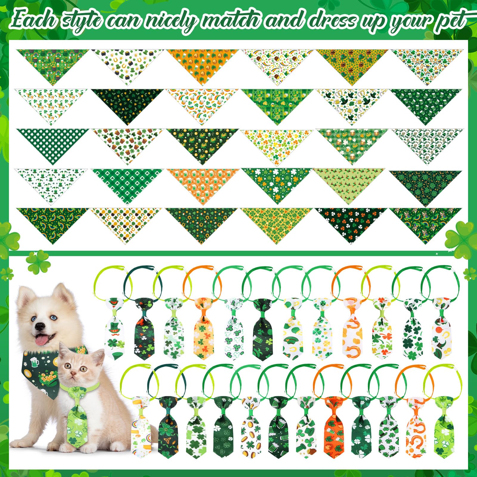 Accessoires Reginary chien Saint-Patrick, ensemble pratique pour plusieurs animaux.
