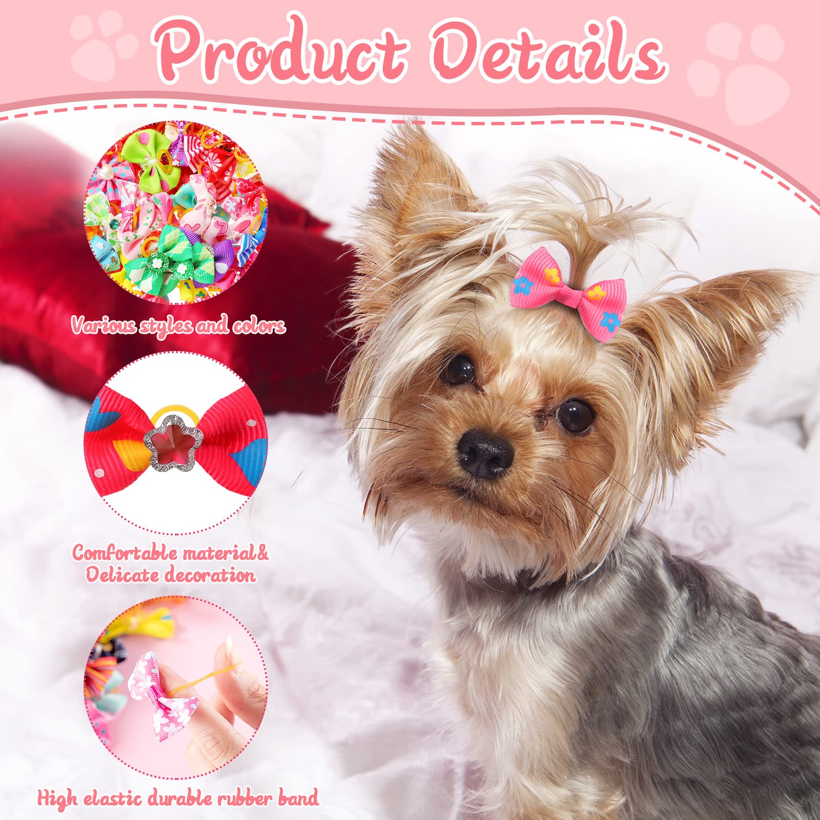 Accessoires Reginary pour poils animaux, boucles colorées pour chiens et chats.