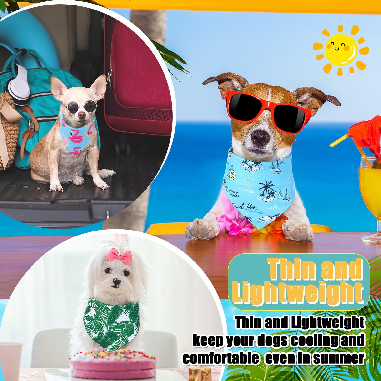 Bandanas Reginary Hawaii taille ajustable pour tout chien, confort assuré