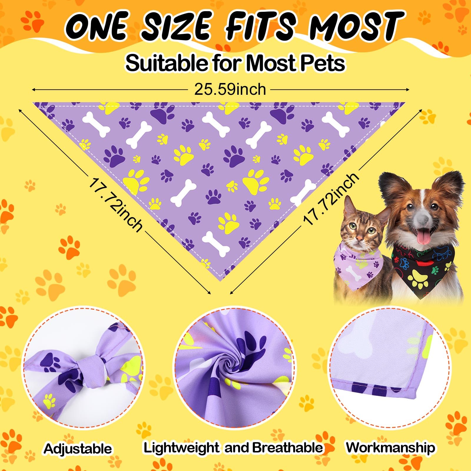 Bandanas Reginary pour chien motifs os, parfaits pour un look coloré.